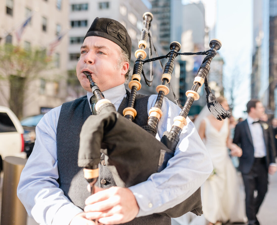Bagpiper Playing at Wedding Ceremony in Manhattan