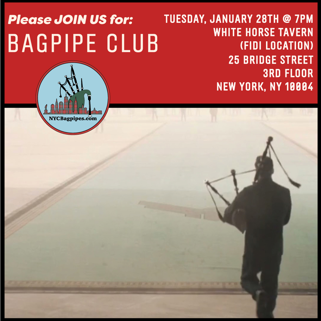 Flyer for NYC Bagpipe Club Event in January