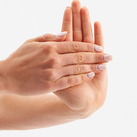 Hand stretching doing exercises