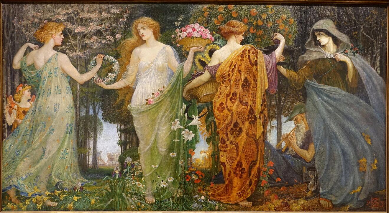 Painting of Masque for the Four Seasons, by Walter Crane