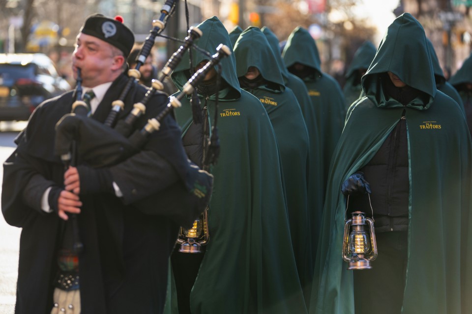 Cristopher Rodriguez plays bagpipes for The Traitors TV Show Stunt